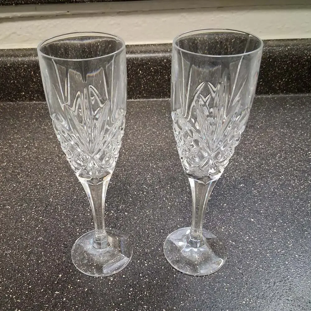 Godinger Dublin Crystal Champagne Flutes Set of 2